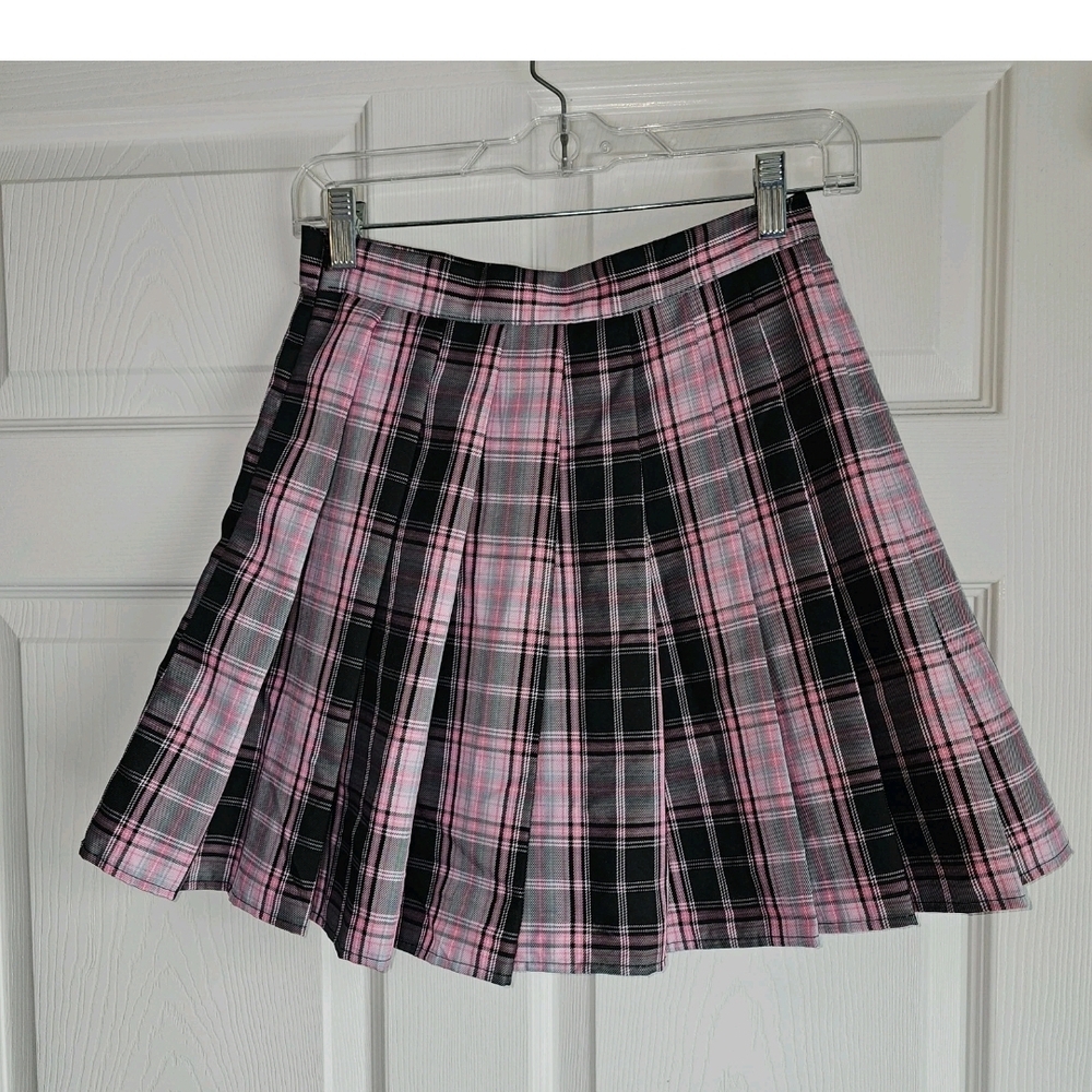 Kawaii JK Pink Tartan Pleated Mini Skirt Plaid Y2K K-Pop School Pastel Egirl S